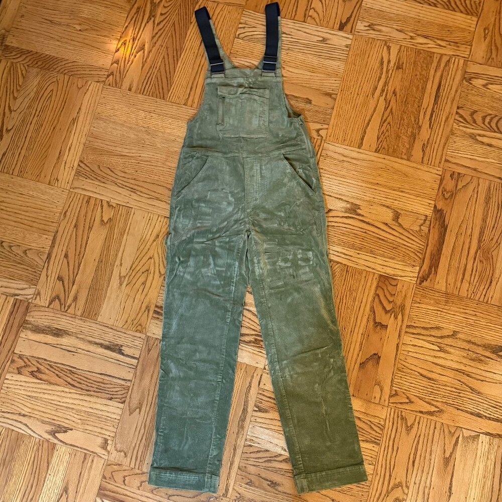 Stoic corduroy wide leg stretch overalls, size XS, like new, olive green